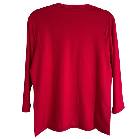 NWT Talbots Red V-Neck Long Sleeve Stretch Knit Holiday Top Classic Fit Large - Picture 4 of 7